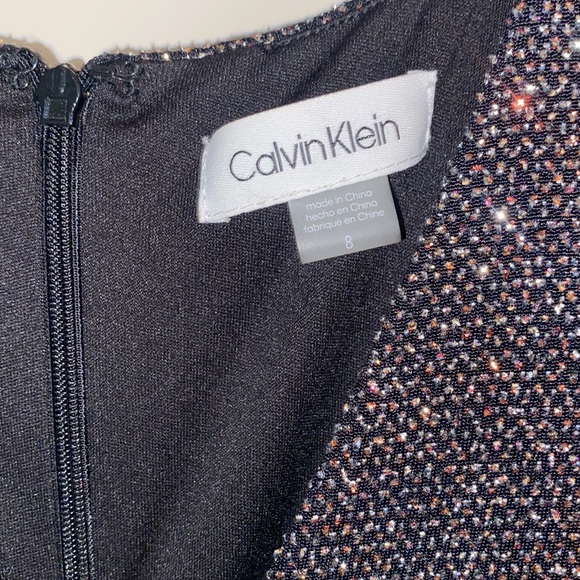 NWOT Calvin Klein Cut Out Sparkle Shimmer Evening Gown Quarter Sleeve Dress 8 - Picture 13 of 17
